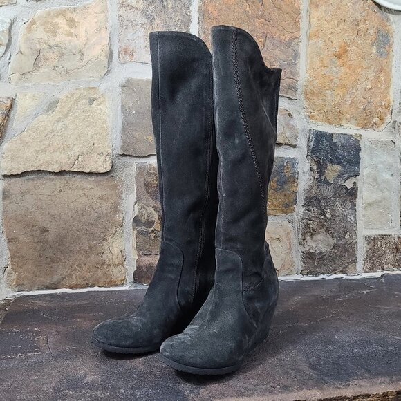 PONS Quintana Suede Leather Tall Wedge Boots 39 - Picture 2 of 9